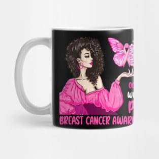 Afro Girl In October We Wear Pink Breast Cancer Pink Ribbon Flower Mug